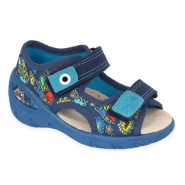 Sandale copii Befado cu inserție din piele 065P168 albastru cu dragoni 1