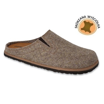 Papuci barbatesti Inblu cu insertie din piele 155M025 bej 1