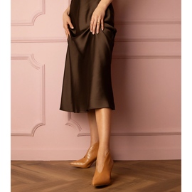 Botine elegante maro cu toc inalt 1