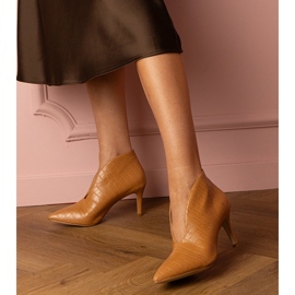 Botine elegante maro cu toc inalt 2