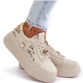 Vinceza Adidaje de piele pentru femei pe platformă cu ace și inscripția Vincez 89102 bej 5