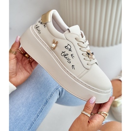 Vinceza Adidaje de piele pentru femei pe platformă cu ace și inscripția Vincez 89102 bej 3