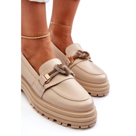 Plăcile din piele pentru femei cu un ornament Laura Messi 2780 Beige ușor bej 3