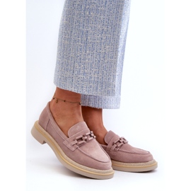 S.Barski Mocasini de damă din piele intoarsa cu toc plat cu decor D&A TW101 Roz murdar 1 S.Barski Mocasini de damă din piele intoarsa cu toc plat cu decor D&A TW101 Roz murdar 1