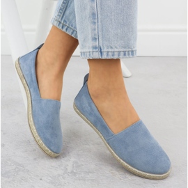 Espadrilles pentru femei alunecare de piele de piele albastră potocki py16332 albastru 4