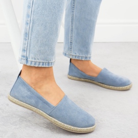 Espadrilles pentru femei alunecare de piele de piele albastră potocki py16332 albastru 5