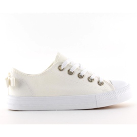 Adidasi albi de dama cu fundita 8935 White 1