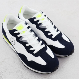 Pantofi sport din piele pentru bărbați adidași albi și albastru bleumarin Big Star RR174408 2