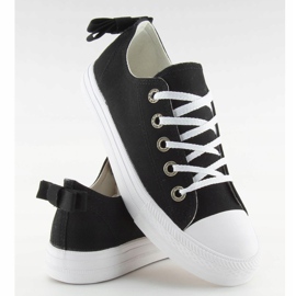 Adidasi negri de dama cu fundita 8935 Black negru 1 Adidasi negri de dama cu fundita 8935 Black negru 1