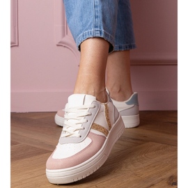 Adidași cu adidași multicolori decorați cu sclipici alb 1