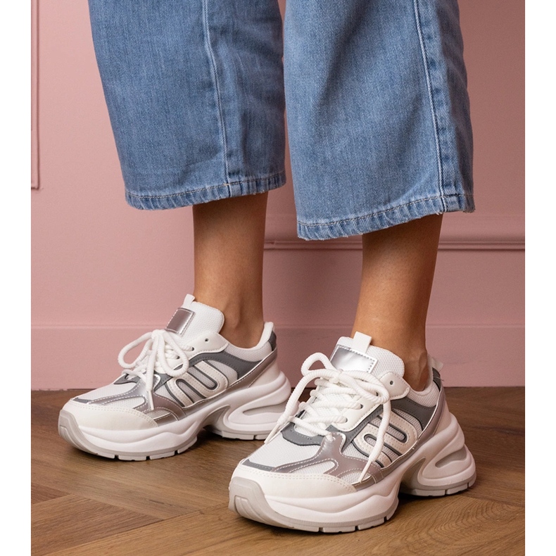 Adidași sport albi cu talpă masivă 1