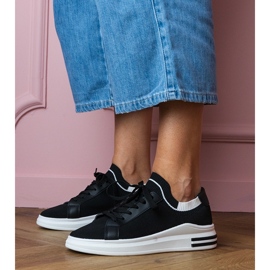 Adidașii pentru femei negre pe platformă cu șireturi negru 1