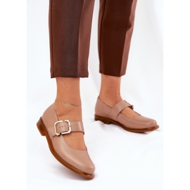 Încălțăminte din piele pentru femei cu Laura Messi 2980 Black Black Shock bej 2