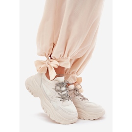 Adidași pentru femei pe o platformă decorativă Lacing bej 1