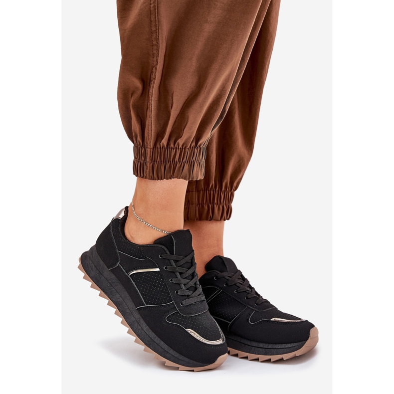 Pantofi sport pentru femei pe platformă neagră negru 1