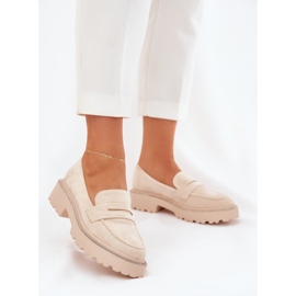 Eco -mocasinele feminine cu zirconi bej 2
