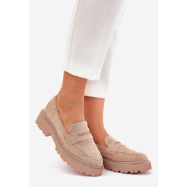 Eco -mocasinele feminine cu zirconii kaki bej 1