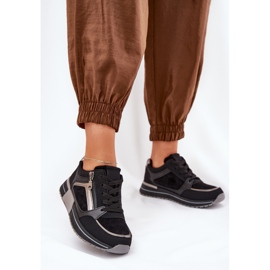 Încălțăminte sport pentru femei cu un fermoar pe platformă neagră negru 2 Încălțăminte sport pentru femei cu un fermoar pe platformă neagră negru 2