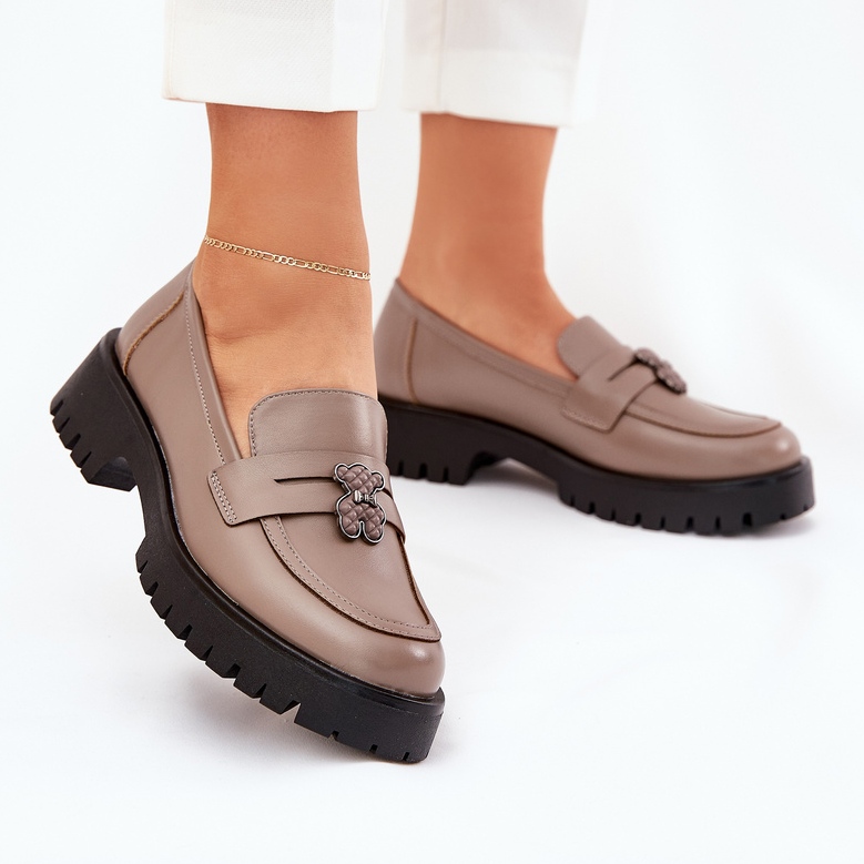 Pârâie din piele pentru femei cu pini Bear Vinceza 18109 bej 2