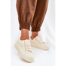 Big Star RR274746 Adidași din dantelă pentru femei bej 2