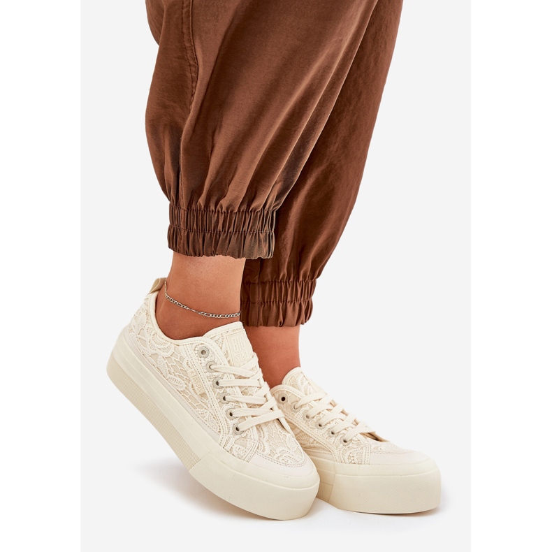 Big Star RR274746 Adidași din dantelă pentru femei bej 1