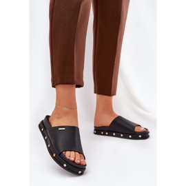 Flip -flops pentru femei pe platformă cu Big Star RR274214 știfturi negre negru 2