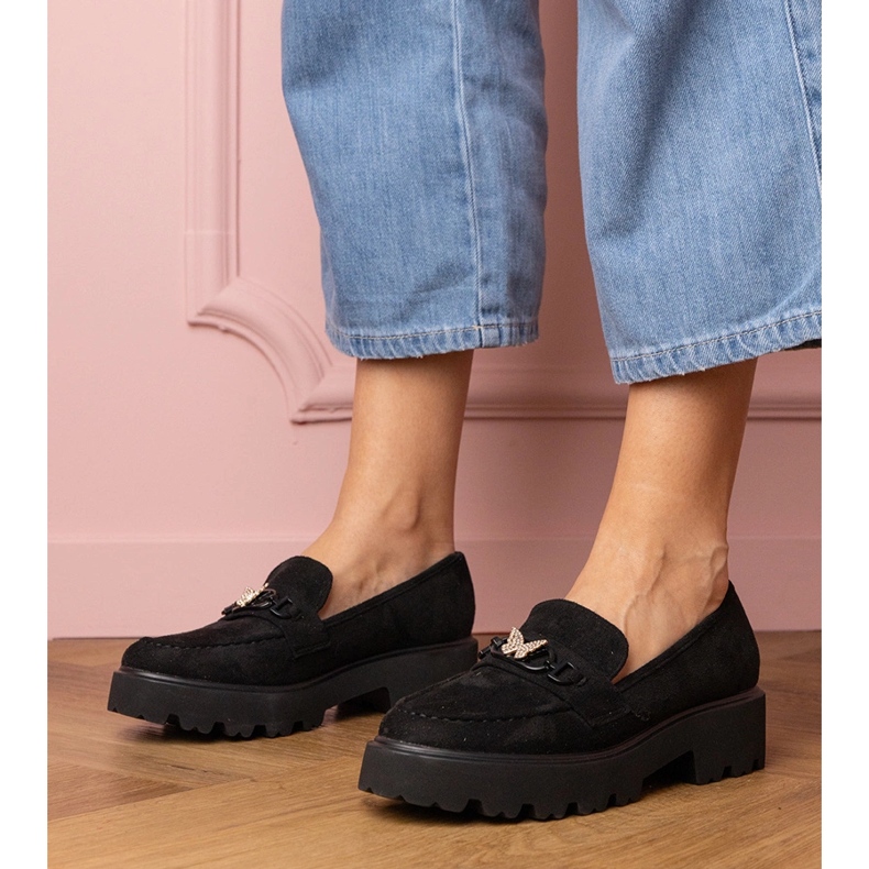 Plăcile de femei negre cu un fluture de zircon negru 1