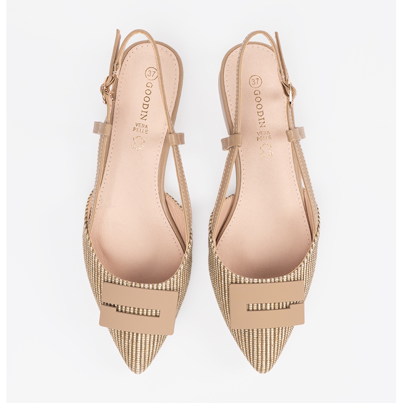 Goodin Sandale taupe cu călcâi deschis bej 2