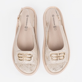 Goodin Sandale plate cu decorare taupe bej 2 Goodin Sandale plate cu decorare taupe bej 2