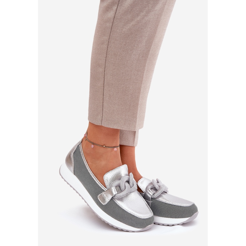 S.Barski Plăceri din piele pentru femei cu un ornament LR51-966 Silver argint 1