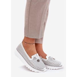 S.Barski Pantofi pentru femei Openwork din piele din piele naturală LR51-631 Silver argint 1