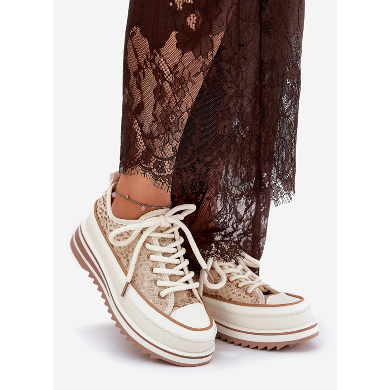 S.Barski Adidași pentru femei pe o platformă masivă S. Barski BF51-101 Beige bej 1