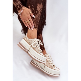 S.Barski Adidași pentru femei pe o platformă masivă S. Barski BF51-101 Beige bej 2