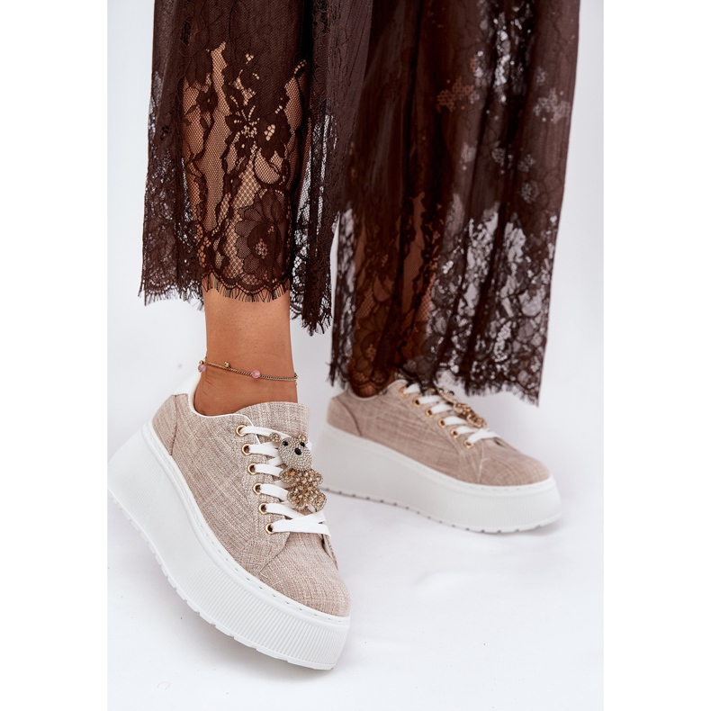 Adidași pe platformă cu un pini S.Barski BF51-014 Beige bej 2