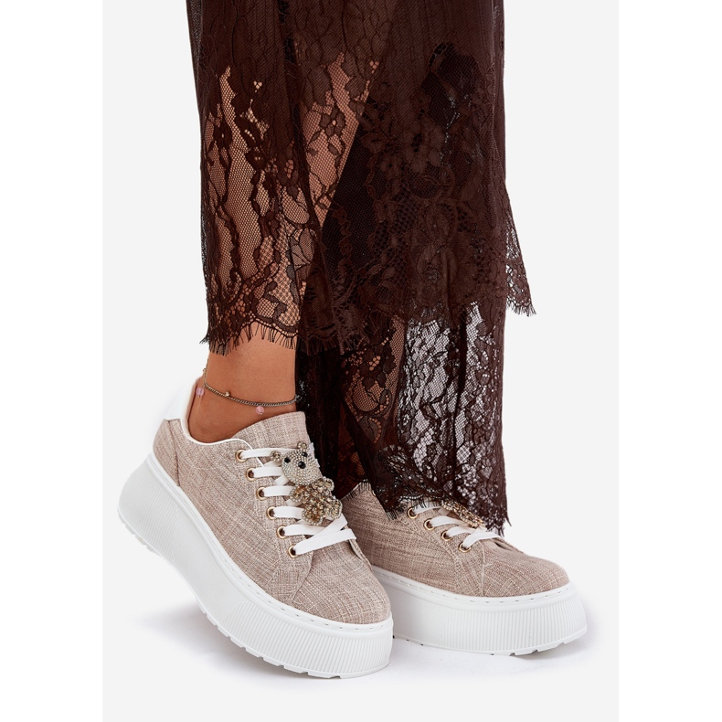 Adidași pe platformă cu un pini S.Barski BF51-014 Beige bej 1