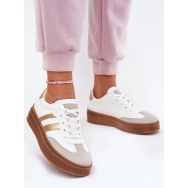 Evento Adidași pentru femei pe platformă cu piele eco și aur alb 2