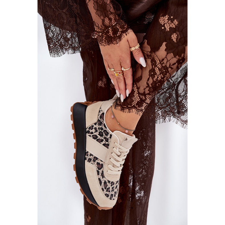 Adidași de căprioară pentru femei pe platforma Leopard Vinceza 66793 Beige bej 1