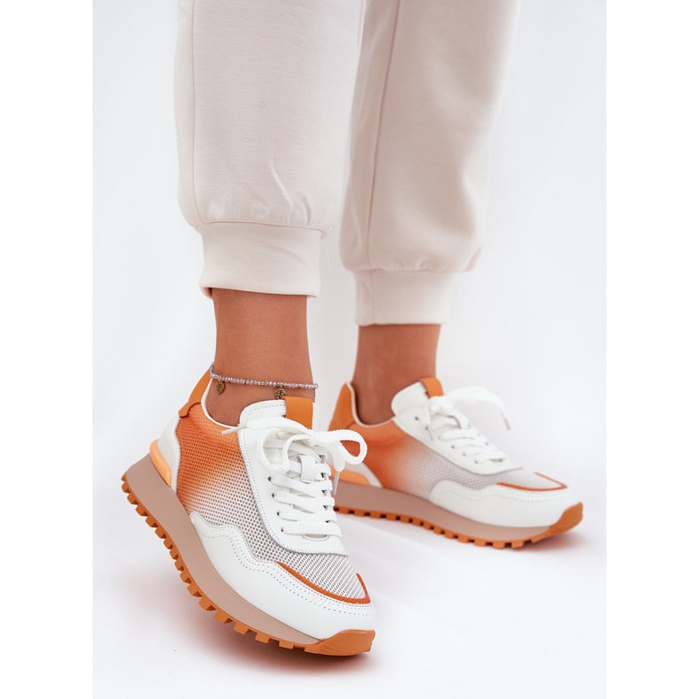 Pantofi sport din piele cu Vinceza 66775 Mesh pentru femei portocale 2