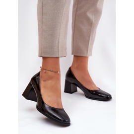 Pompe lăptate din piele pe Vinceza 91130 Black Post negru 2