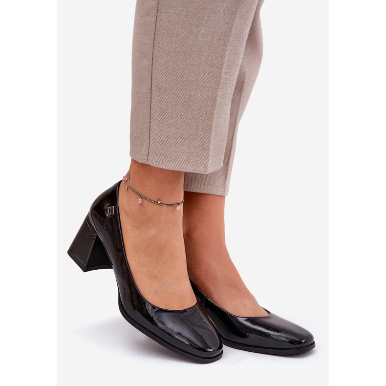 Pompe lăptate din piele pe Vinceza 91130 Black Post negru 1