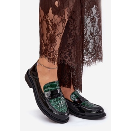 Mocasinele din piele feminină Vinceza pictate 91125 Verde-Black negru 1 Mocasinele din piele feminină Vinceza pictate 91125 Verde-Black negru 1