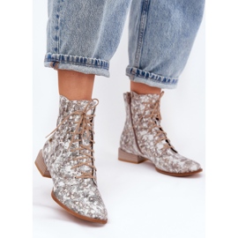 Maciejka Cizme bej cu toc plat, cu toc plat 06391-25 2