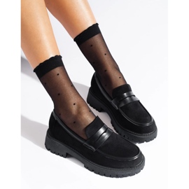 Mocasini de dama de piele intoarsa neagra Shelovet negru 1