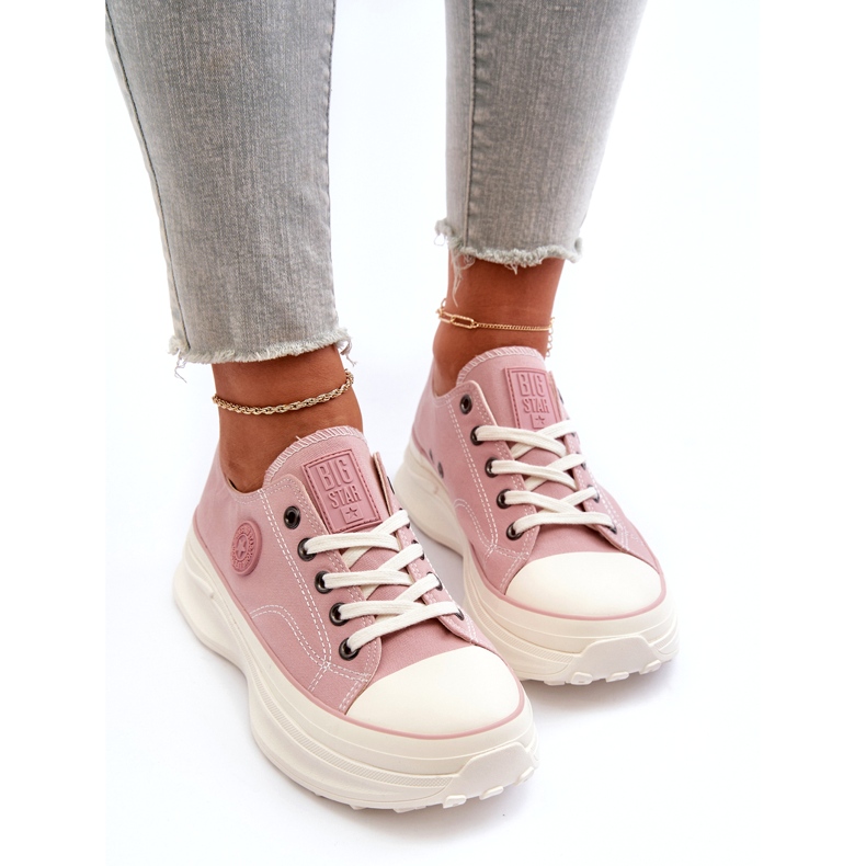 Pantofi de damă pe o talpă masivă Big Star NN274129 roz 2