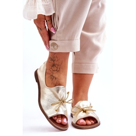 Ballerinas din piele pentru femei Zazoo 2660/064 PLN de aur 1