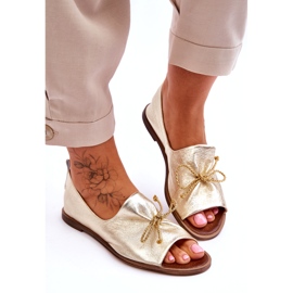Ballerinas din piele pentru femei Zazoo 2660/064 PLN de aur 2