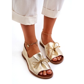 Ballerinas din piele pentru femei Zazoo 2660/064 PLN de aur 3