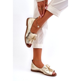 Ballerinas din piele pentru femei Zazoo 2660/064 PLN de aur 4