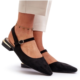 Balerini de damă cu tocuri joase cu tocuri deschise Sergio Leone SK831 negru 4