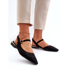 Balerini de damă cu tocuri joase cu tocuri deschise Sergio Leone SK831 negru 2